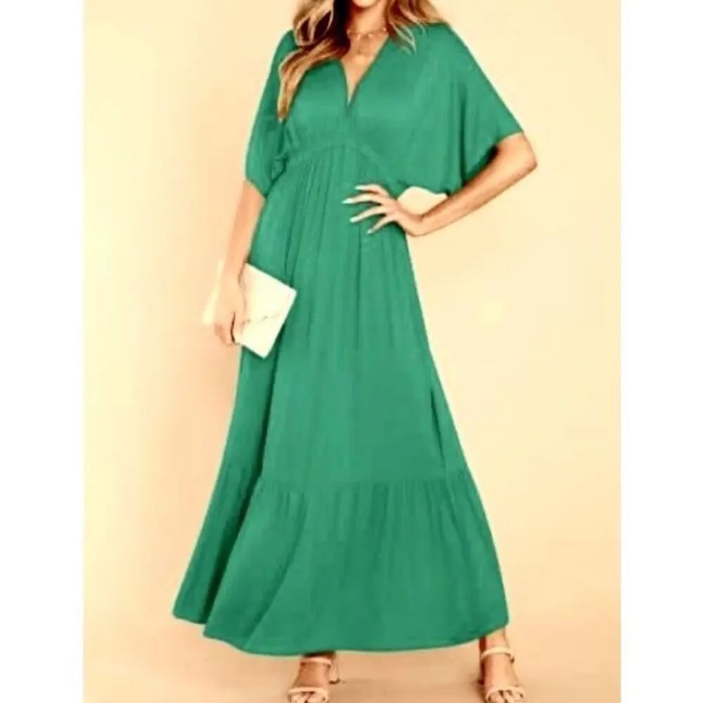 Hunter Green Women’s Short Sleeve MIDI Dress Size Medium